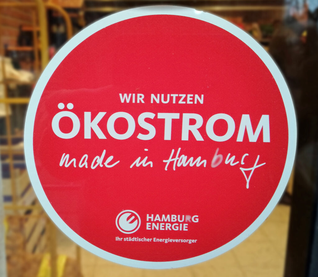 Ökostrom-Aufkleber von HAMBURG ENERGIE